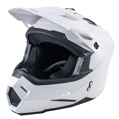 Шлем кроссовый ATAKI JK801A Solid, белый глянцевый фото в интернет-магазине FrontFlip.Ru