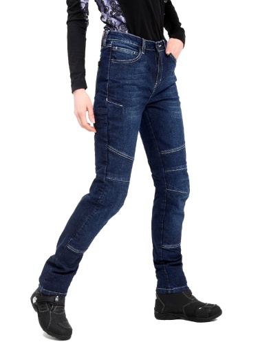 STARKS CR мотоджинсы GWENDOLYN, жен., Regular fit, стрейч, Синий Потёртый, Stonewash фото в интернет-магазине FrontFlip.Ru