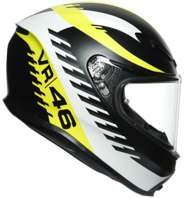 Шлем AGV K-6 TOP Rapid 46 Matt Black/White/Yellow фото в интернет-магазине FrontFlip.Ru