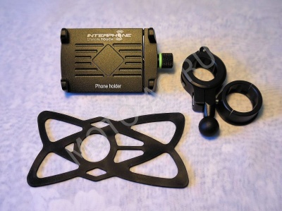INTERPHONE Алюминиевый универсальный держатель для смартфонов диагональю до 6.2 на трубчатый руль SMMOTOALU фото в интернет-магазине FrontFlip.Ru