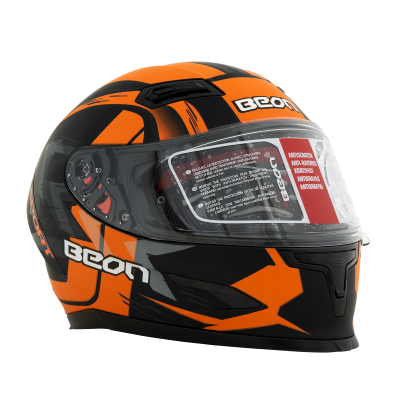 Шлем Beon B-503 matt black/orange фото в интернет-магазине FrontFlip.Ru
