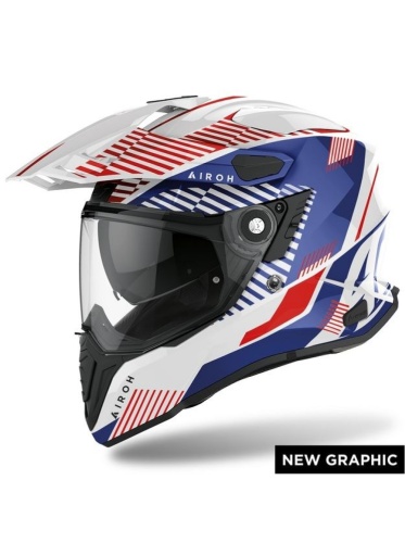 AIROH шлем трансформер COMMANDER BOOST WHITE/BLUE GLOSS фото в интернет-магазине FrontFlip.Ru