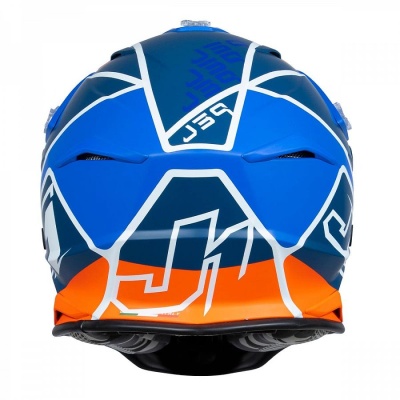 Шлем кроссовый JUST1 J39 THRUSTER, синий/оранжевый/белый матовый фото в интернет-магазине FrontFlip.Ru