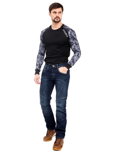 STARKS CR мотоджинсы WILD ONE, муж., стрейч вертикальный, Синий Потёртый, Stonewash фото в интернет-магазине FrontFlip.Ru