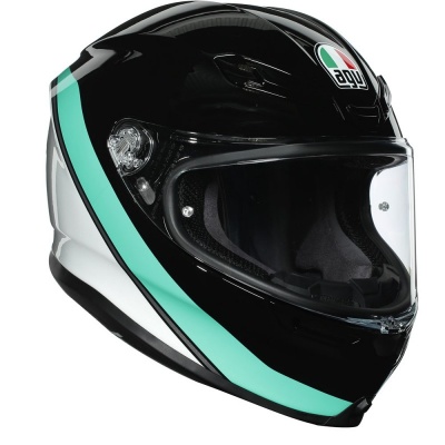 Шлем AGV K-6 MULTI Minimal Black/Pearl White/Aqua фото в интернет-магазине FrontFlip.Ru