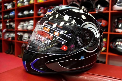 Мотошлем LS2  FF351  ATMOS GLOSS BLACK BLUE фото в интернет-магазине FrontFlip.Ru