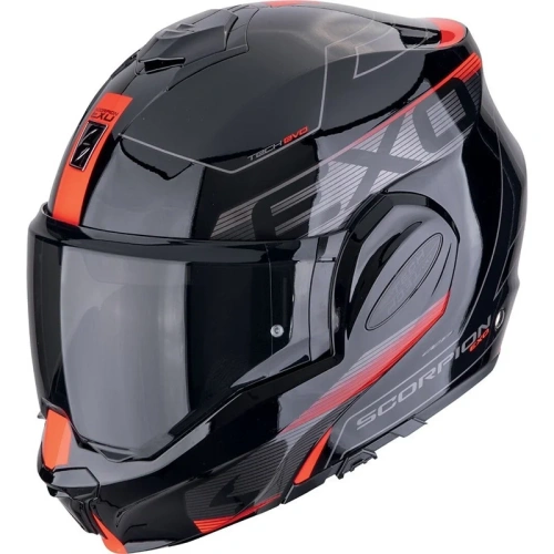 [SCORPION EXO] Мотошлем EXO-TECH EVO TRAVELLER, цвет Черный/Красный фото в интернет-магазине FrontFlip.Ru