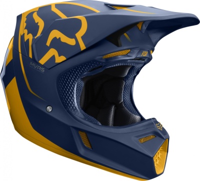 Мотошлем Fox V3 Kila Helmet Navy/Yellow фото в интернет-магазине FrontFlip.Ru