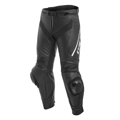DAINESE DELTA 3 LEATHER PANTS - BLACK/BLACK/WHITE брюки кож фото в интернет-магазине FrontFlip.Ru