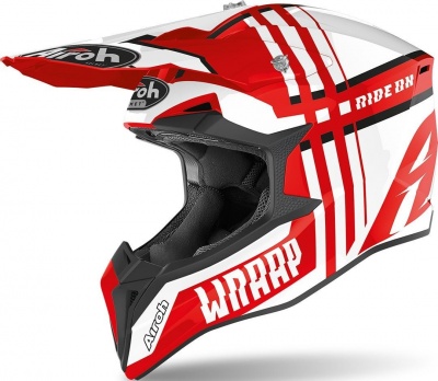 AIROH шлем кросс WRAAP BROKEN RED GLOSS фото в интернет-магазине FrontFlip.Ru