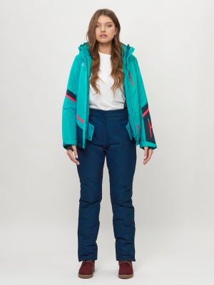 Горнолыжный костюм женский зеленого цвета 051911Z фото в интернет-магазине FrontFlip.Ru