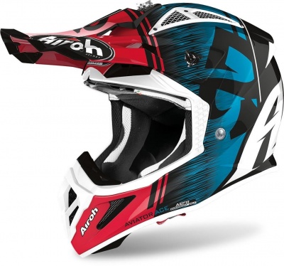 AIROH шлем кросс AVIATOR ACE KYBON BLUE/RED GLOSS фото в интернет-магазине FrontFlip.Ru
