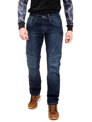 STARKS CR мотоджинсы WILD ONE, муж., стрейч вертикальный, Синий Потёртый, Stonewash фото в интернет-магазине FrontFlip.Ru