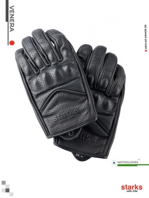 STARKS Мотоперчатки Venera (перфорированная кожа), жен., Черный/Розовый фото в интернет-магазине FrontFlip.Ru