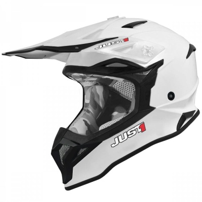 Шлем кроссовый JUST1 J39 SOLID, белый глянцевый фото в интернет-магазине FrontFlip.Ru
