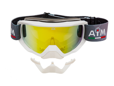 Очки снегоходные с двойной линзой AiM (PRO) 186-103 White Glossy фото в интернет-магазине FrontFlip.Ru