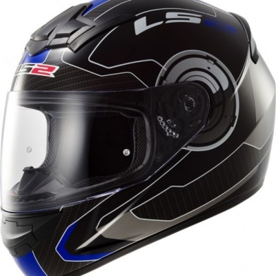 Мотошлем LS2  FF351  ATMOS GLOSS BLACK BLUE фото в интернет-магазине FrontFlip.Ru