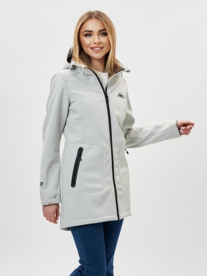 Парка женская осенняя весенняя softshell светло-серого цвета 2028SS фото в интернет-магазине FrontFlip.Ru