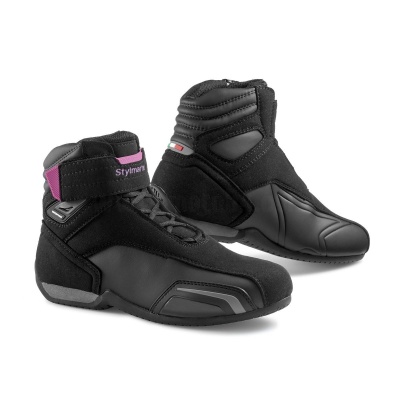 [STYLMARTIN] Мотоботы VECTOR WP WOMAN BLACK-PURPLE, цвет Черный/Розовый витринный фото в интернет-магазине FrontFlip.Ru