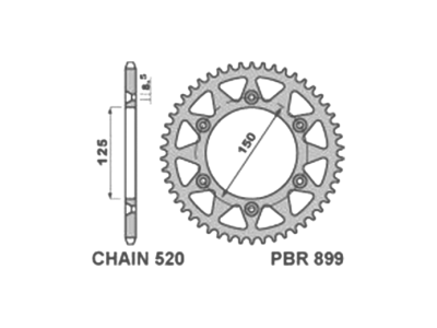 PBR Звезда задняя    899-51   (сталь) фото в интернет-магазине FrontFlip.Ru