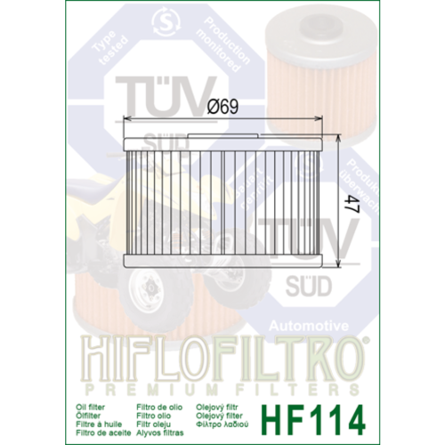 HIFLOFILTRO Масляные фильтры (HF114) фото в интернет-магазине FrontFlip.Ru