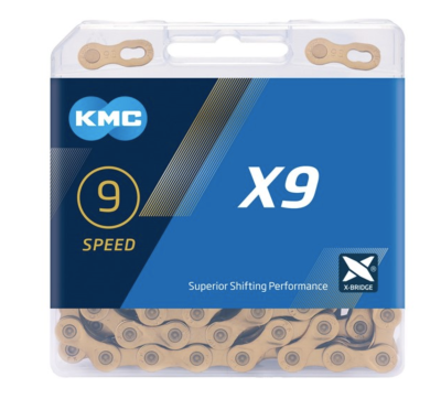 Цепь KMC X9 Ti-N 9ск. 114L Gold (BX09TI114) фото в интернет-магазине FrontFlip.Ru