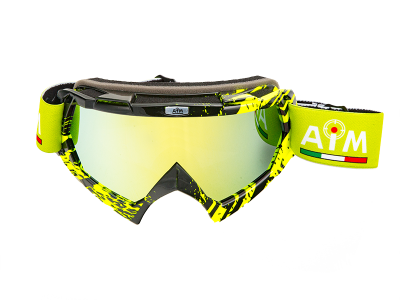 Очки кроссовые AiM (PRO) 157-600 Black-Yellow Glossy фото в интернет-магазине FrontFlip.Ru
