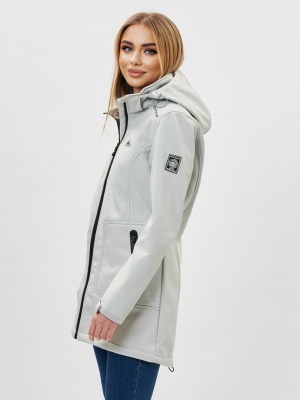 Парка женская осенняя весенняя softshell светло-серого цвета 2028SS фото в интернет-магазине FrontFlip.Ru