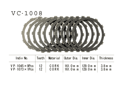 VESRAH   Диски сцепления VC-1008 фото в интернет-магазине FrontFlip.Ru
