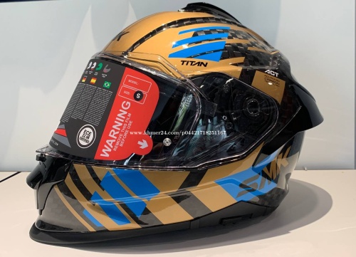 Шлем SMK TITAN CARBON T-RACE, цвет карбон/чёрный/золото фото в интернет-магазине FrontFlip.Ru