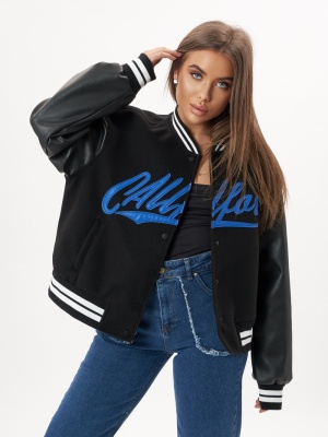 Кожаный бомбер оверсайз женский черного цвета 3613Ch фото в интернет-магазине FrontFlip.Ru