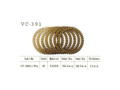 VESRAH   Диски сцепления VC-391 фото в интернет-магазине FrontFlip.Ru