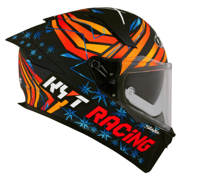 [KYT] Мотошлем R2R MAX FERNANDEZ 2022 REPLICA, цвет Черный Матовый/Оранжевый/Синий фото в интернет-магазине FrontFlip.Ru