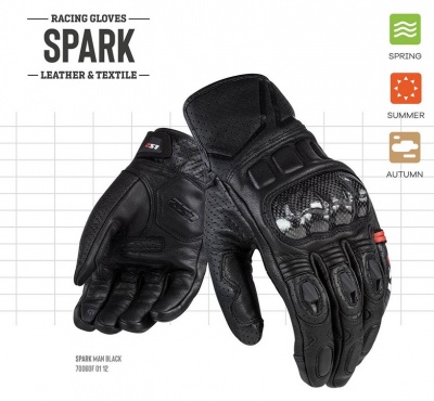 LS2 Мотоперчатки SPARK MAN GLOVES черный фото в интернет-магазине FrontFlip.Ru