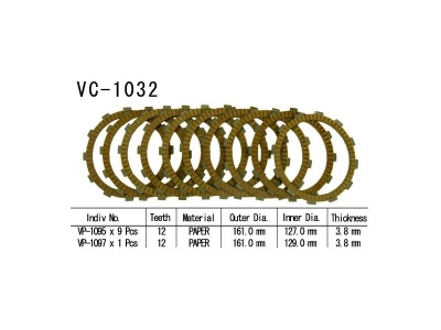 VESRAH   Диски сцепления VC-1032 фото в интернет-магазине FrontFlip.Ru