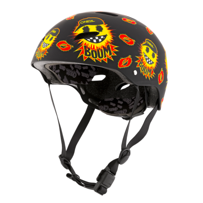 Шлем велосипедный открытый O'NEAL DIRT LID YOUTH EMOJI, мат., детская черный/желтый фото в интернет-магазине FrontFlip.Ru