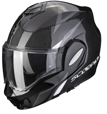 [SCORPION EXO] Мотошлем EXO-TECH EVO CARBON SOLID, цвет Карбон/Белый фото в интернет-магазине FrontFlip.Ru
