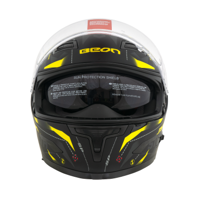 Шлем Beon B-503 matt black/yellow фото в интернет-магазине FrontFlip.Ru