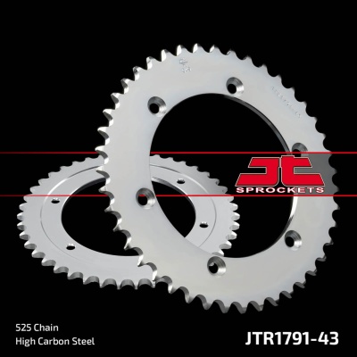 Звезда задняя (ведомая), (сталь) для 525 цепи, 43 зубьев (JT 1791.43) фото в интернет-магазине FrontFlip.Ru