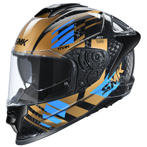 Шлем SMK TITAN CARBON T-RACE, цвет карбон/чёрный/золото фото в интернет-магазине FrontFlip.Ru
