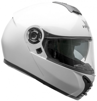 Шлем модуляр для снегохода VEGA VR1 (стекло с подогревом + маска) Solid белый глянцевый фото в интернет-магазине FrontFlip.Ru