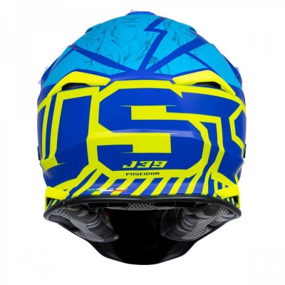 Шлем кроссовый JUST1 J39 POSEIDON, синий/Hi-Vis желтый глянцевый фото в интернет-магазине FrontFlip.Ru