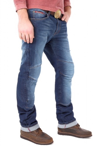 Мотоджинсы STARKS PYTHON STRONG STRETCH REGULAR FIT Синий Потертый фото в интернет-магазине FrontFlip.Ru