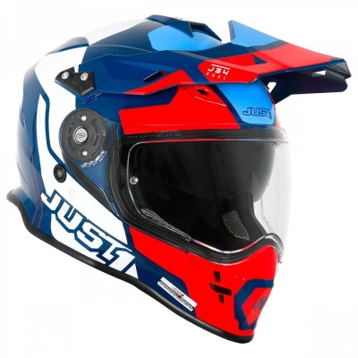 Шлем мотард JUST1 J34 Tour, красный/синий фото в интернет-магазине FrontFlip.Ru