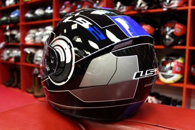Мотошлем LS2  FF351  ATMOS GLOSS BLACK BLUE фото в интернет-магазине FrontFlip.Ru