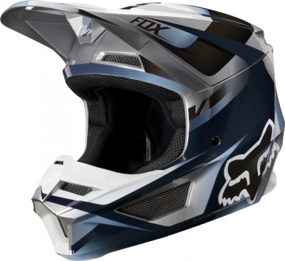 Мотошлем Fox V1 Motif Helmet Blue/Grey фото в интернет-магазине FrontFlip.Ru