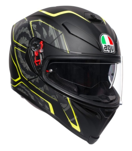 Шлем AGV K-5 S MULTI Tornado Matt Black/Yellow-Fluo фото в интернет-магазине FrontFlip.Ru