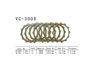 VESRAH   Диски сцепления VC-3008 фото в интернет-магазине FrontFlip.Ru