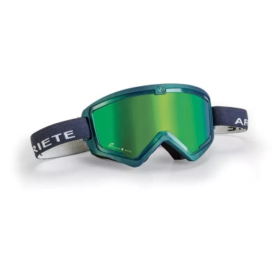 ARIETE Кроссовые очки (маска) MUDMAX RACER - METALLIC GREEN - GREEN LENS - GREY STRAP (moto parts) фото в интернет-магазине FrontFlip.Ru