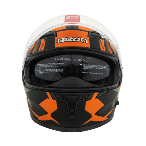 Шлем Beon B-503 matt black/orange фото в интернет-магазине FrontFlip.Ru